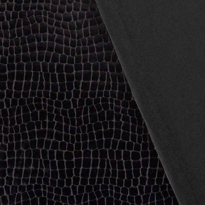 Stretch foil jersey croco, black