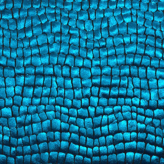 Lamé / elastische foliejersey croco, turquoise