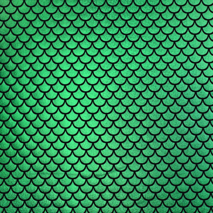 Tissu lamé jersey stretch effet vinyle Mermaid, vert