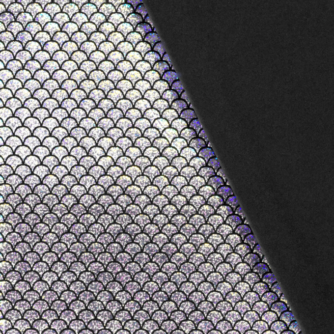 Tissu lamé jersey stretch effet vinyle Mermaid, argent