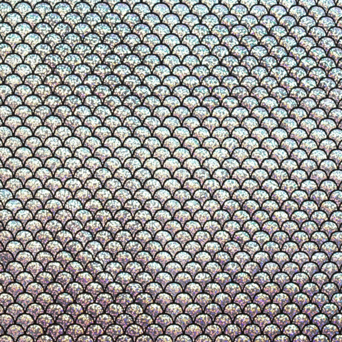 Tissu lamé jersey stretch effet vinyle Mermaid, argent