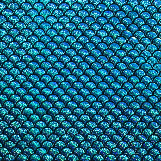 Lamé / elastische foliejersey mermaid, turquoise