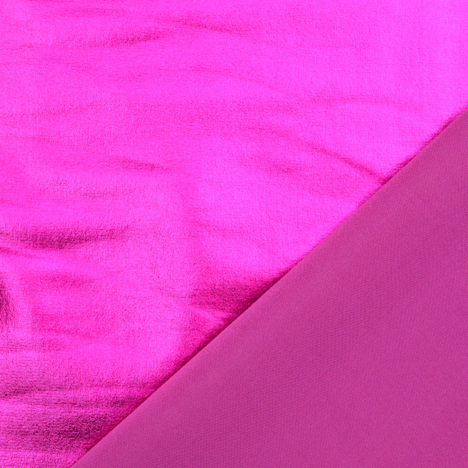 Lamé / elastische foliejersey lichfuchsia