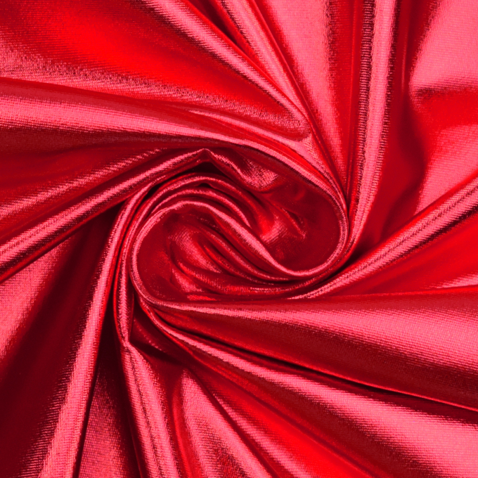 Tissu lamé jersey stretch effet vinyle, rouge