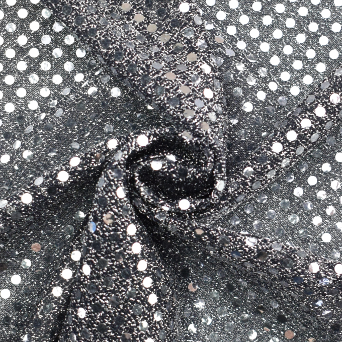 Tissu paillettes stretch, argent sombre