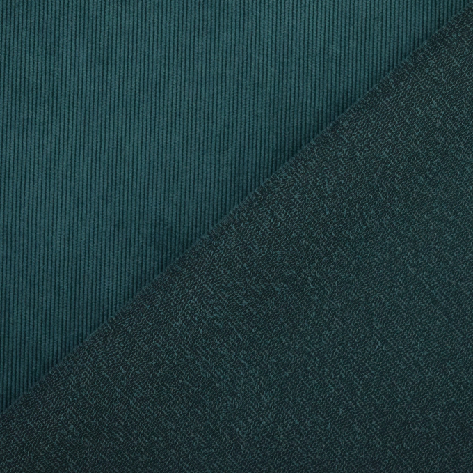 Tissu velours côtelé milleraies stretch Poly, pétrole foncé