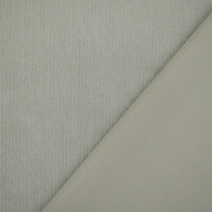 Tissu velours côtelé milleraies stretch Poly, vert olive clair