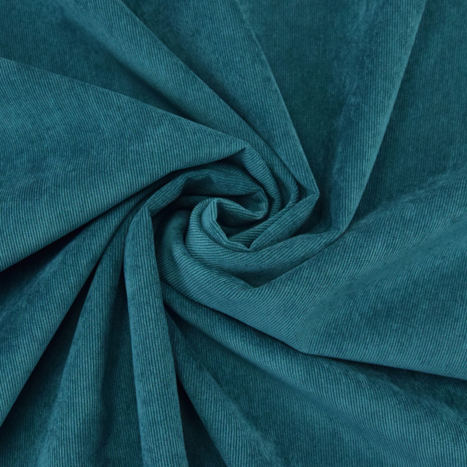 Tissu velours côtelé milleraies stretch Poly, pétrole