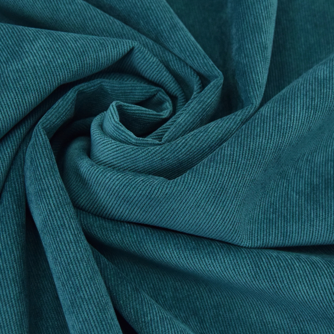 Tissu velours côtelé milleraies stretch Poly, pétrole
