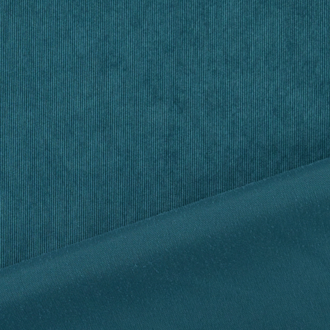 Tissu velours côtelé milleraies stretch Poly, pétrole