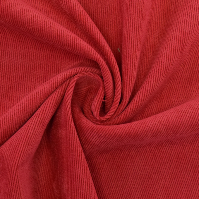 Tissu velours côtelé milleraies stretch Poly, rouge