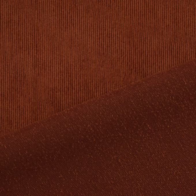 Tissu velours côtelé milleraies stretch Poly, marron rouille