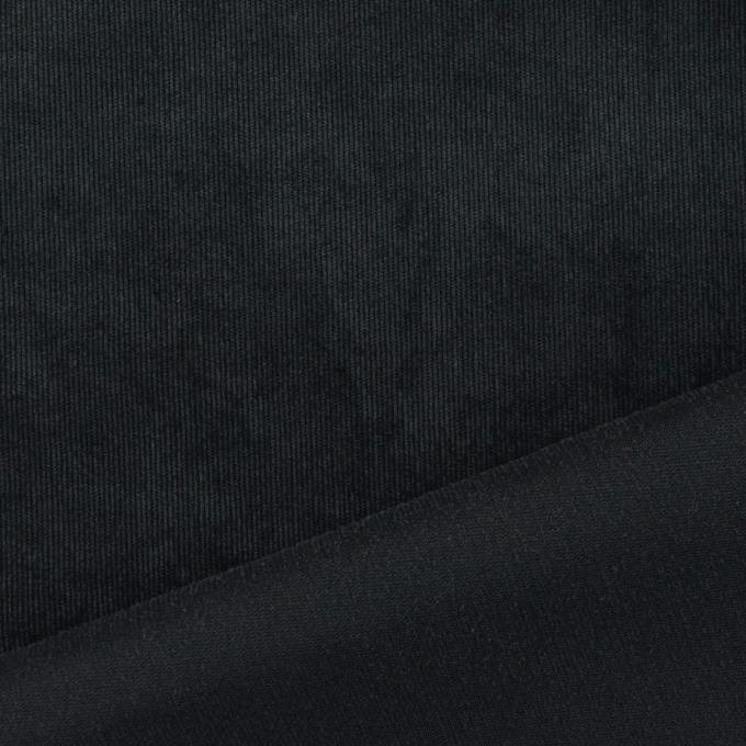Tissu velours côtelé milleraies stretch Poly, noir