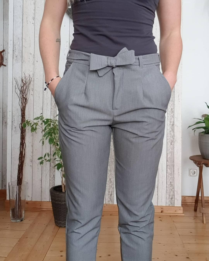 Stretch keperkatoen, grijs gemêleerd