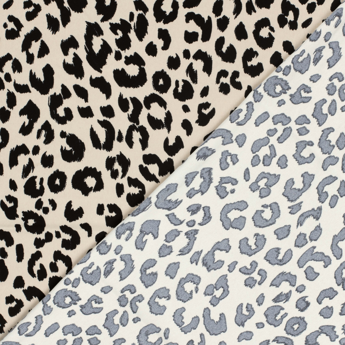 Tissu polyester sergé twill stretch Léopard Leo, sable