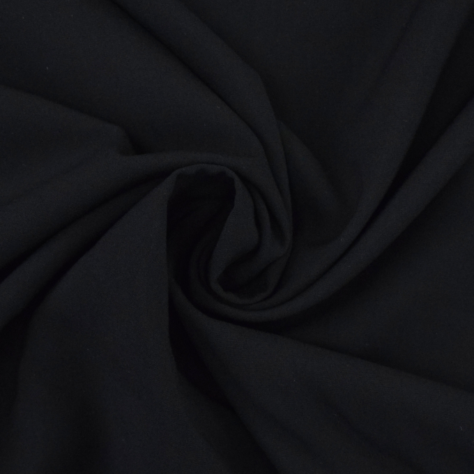 Tissu viscose popeline stretch, noir