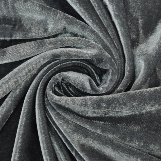 Tissu velours stretch, gris argent