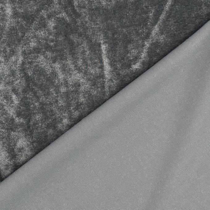 Tissu velours stretch, gris argent