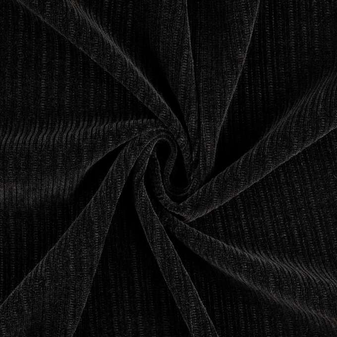 Tissu chenille maille tricot, noir