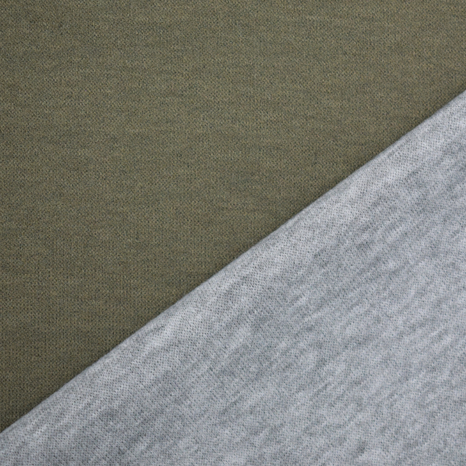 Tissu jersey maille tricot doubleface, vert olive
