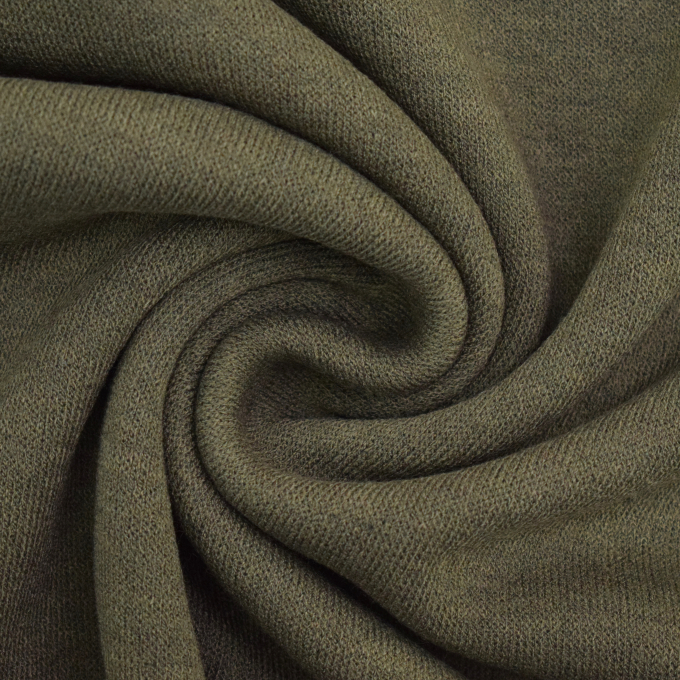 Tissu jersey maille tricot doubleface, vert olive