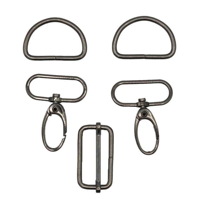 Fournitures fabrication sacs 5 unités, 30 mm, couleur gunmetal