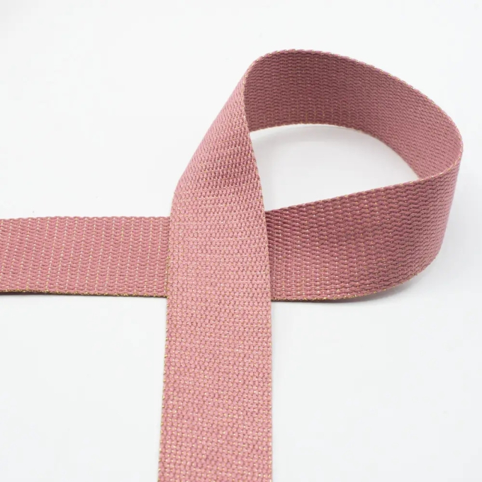Tassenband Gold Metal Fibre 40mm, oudroze