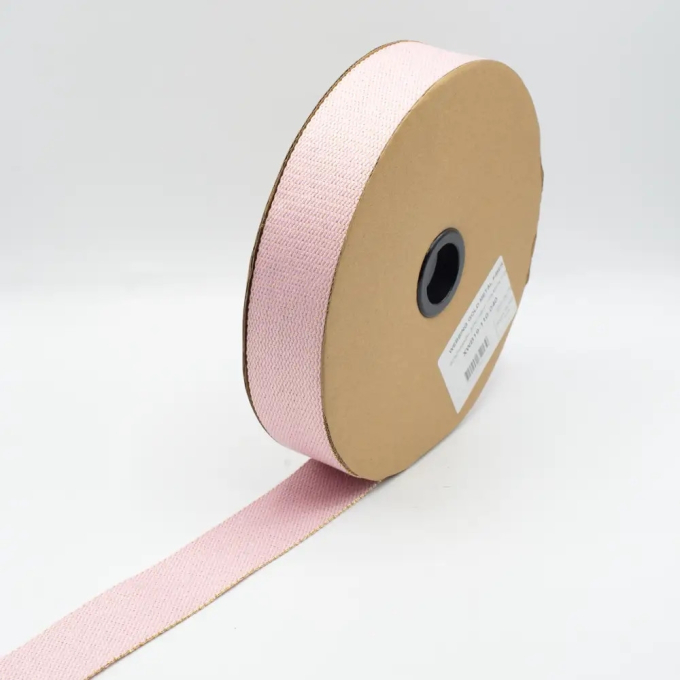 Tassenband Gold Metal Fibre 40mm, lichtroze