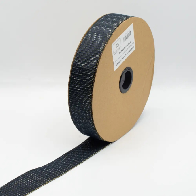 Tassenband Gold Metal Fibre 40mm, marineblauw