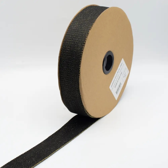 Tassenband Gold Metal Fibre 40mm, zwart