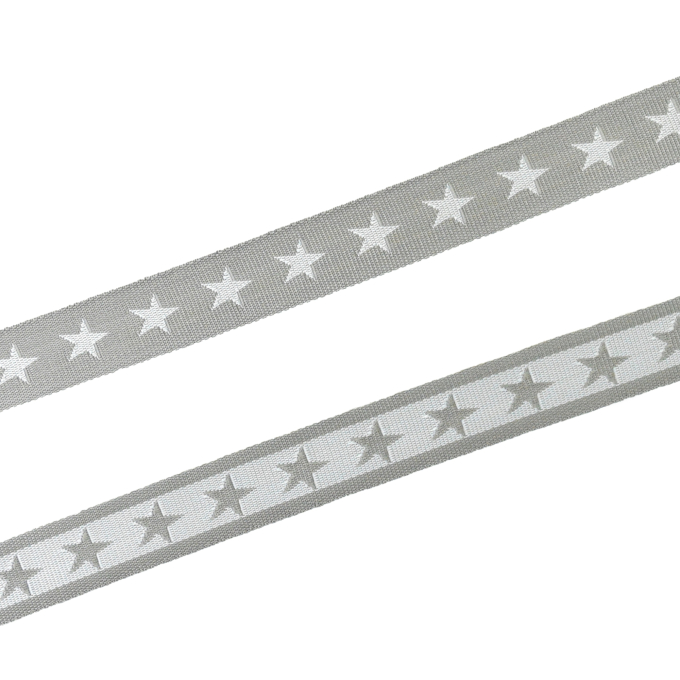 Tassenband sterren 40 mm, lichtgrijs