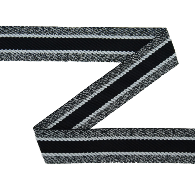 Tassenband strepen gemêleerd 40 mm, grijs