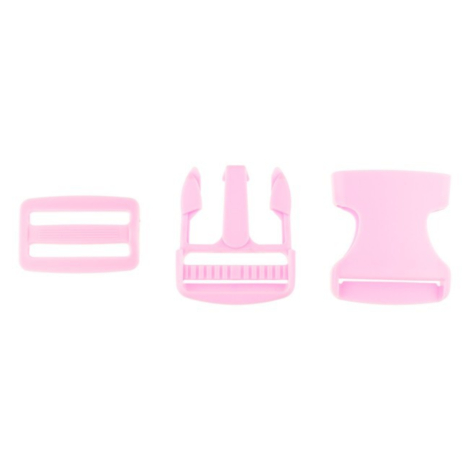 Kit fermoir clip plastique 38mm & boucle coulissante, rose