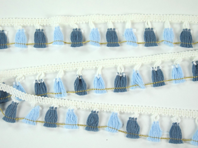 Kwastjesband 4,2 cm, blauw