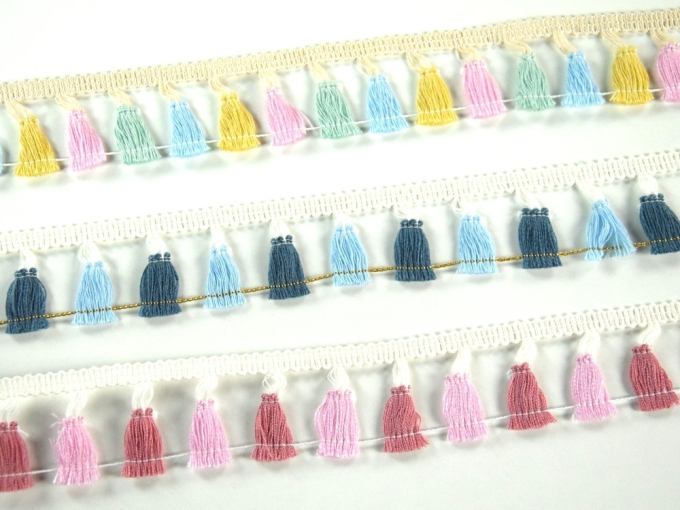 Kwastjesband 4,2 cm, veelkleurig