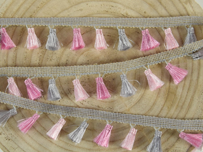 Flosjesband Metallic, grijs, roze