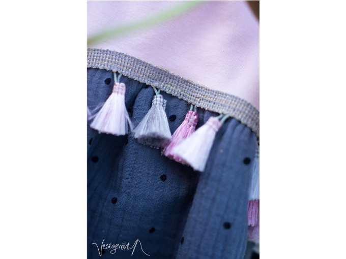 Flosjesband Metallic, grijs, roze