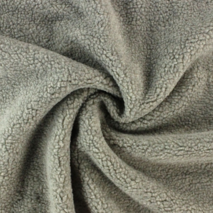 Tissu sherpa peluche teddy uni, gris