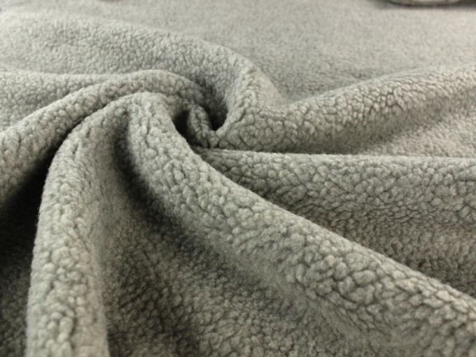 Tissu sherpa peluche teddy uni, gris