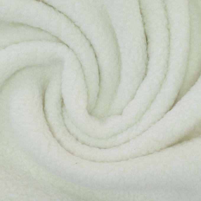 Tissu sherpa peluche teddy uni, blanc