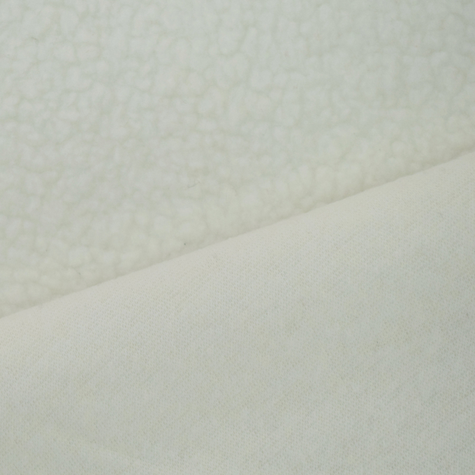 Tissu sherpa peluche teddy uni, blanc