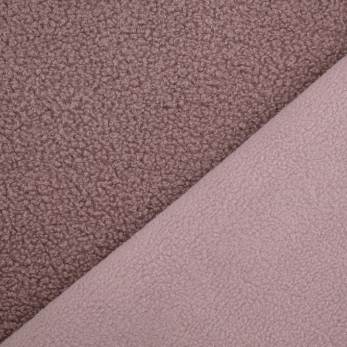 Tissu sherpa peluche teddy double face, vieux rose