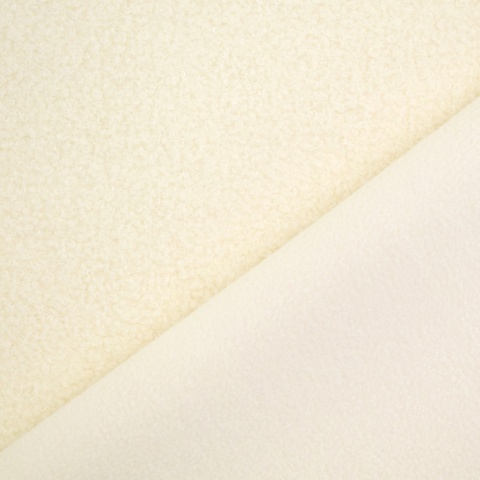 Tissu sherpa peluche teddy double face, blanc cassé