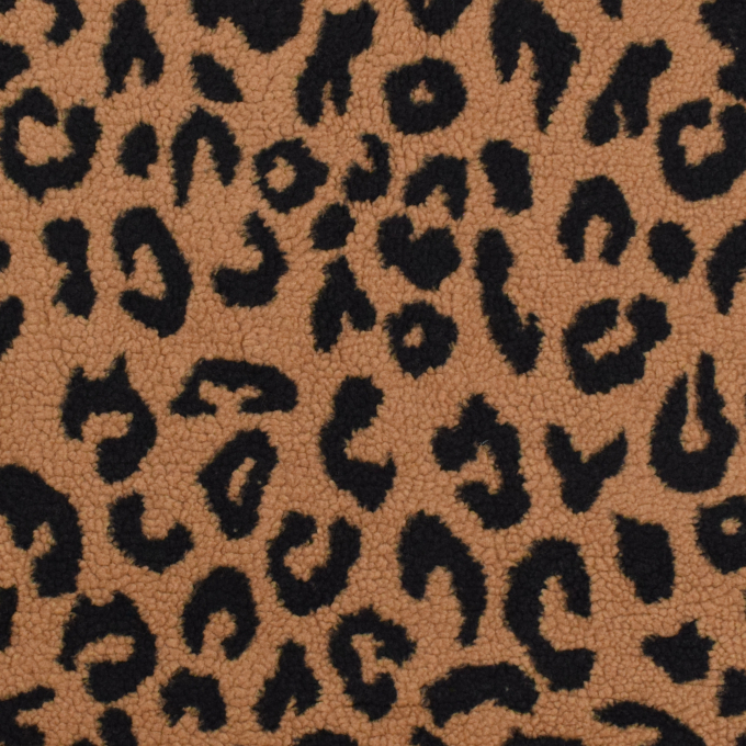 Tissu peluche teddy Léopard Animal print, caramel