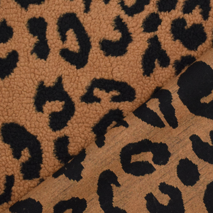 Tissu peluche teddy Léopard Animal print, caramel