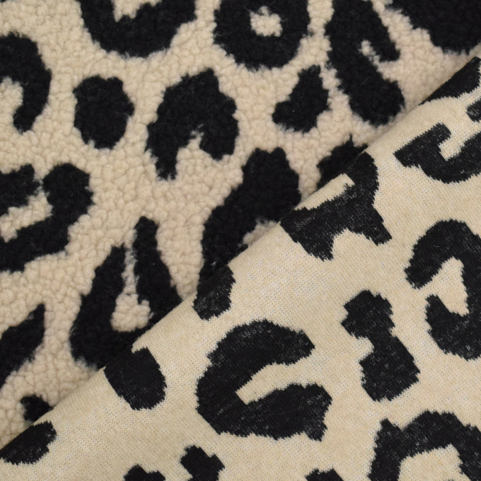 Teddy pluche animal print, crèmekleurig