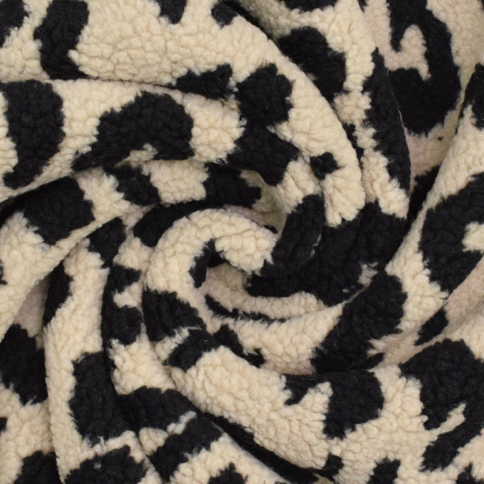 Teddy pluche animal print, crèmekleurig