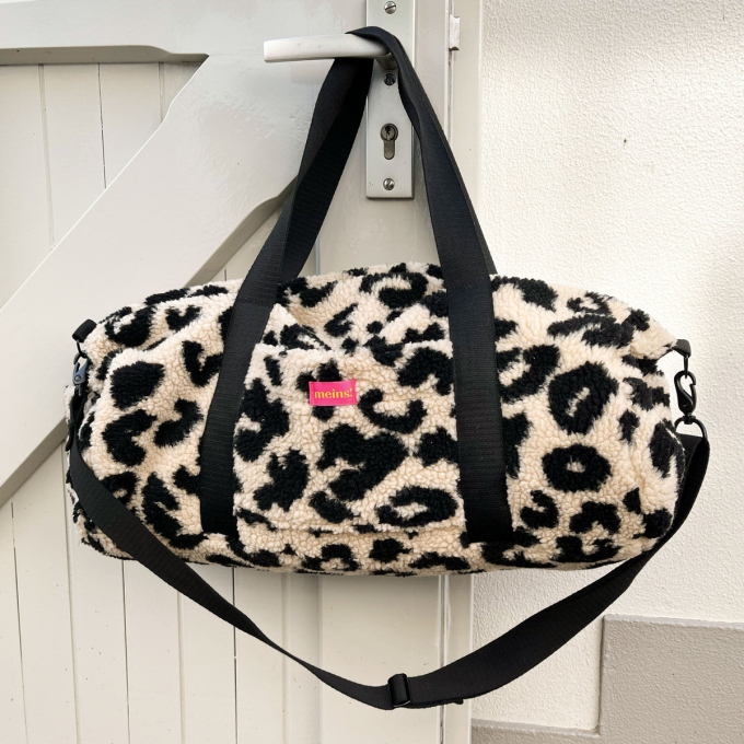 Teddy pluche animal print, crèmekleurig