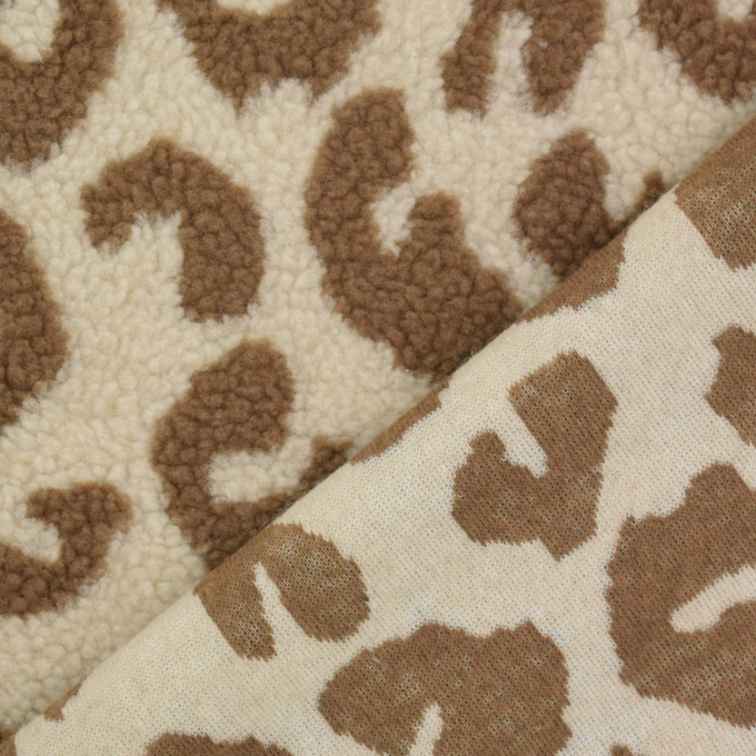 Tissu peluche teddy Léopard Animal print, marron clair