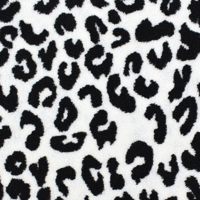 Teddy pluche animal print, gebroken wit